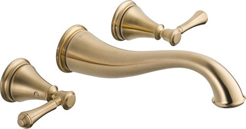 Delta T3597LF-CZWL Faucet Cassidy Two Handle Wall Mount Bathroom Faucet Trim, Champagne Bronze