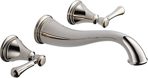 Delta T3597LF-PNWL Faucet Cassidy Two Handle Wall Mount Bathroom Faucet Trim, Polished Nickel