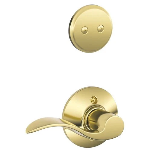 SCHLAGE F94ACC605RH F94-ACC-RH Accent Lever Right Handed Dummy Interior Pack from the F-Seri, Polished Brass