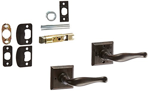 Baldwin PVCURTSR112  Reserve Privacy Curve with Traditional Square Rose in Aged Bronze Finish