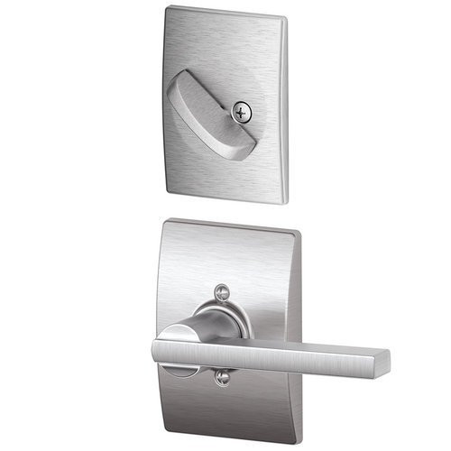 SCHLAGE F94LAT626CEN Lock Company Latitude Lever Dummy Interior Pack with Deadbolt Cover Plate, Satin Chrome