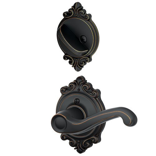 SCHLAGE F59FLA716BRKLH F59-FLA-BRK-LH Flair Left Handed Interior Pack Lever Set with Single Cyl, Aged Bronze
