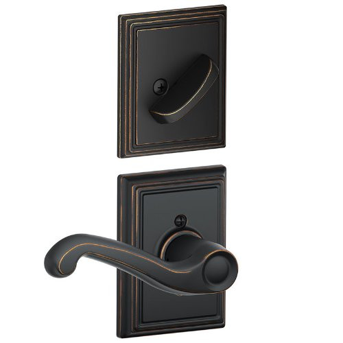 SCHLAGE F59FLA716ADDRH Lock Company Flair Right Handed Interior Pack Lever Set with Single Cy, Aged Bronze