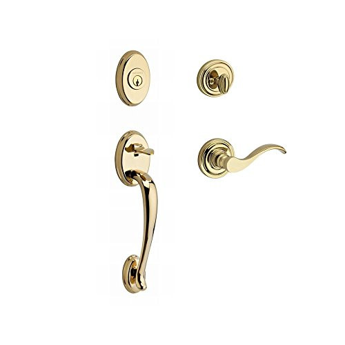 Baldwin SCCOLXCURRTRR003  Reserve Single Cylinder Handleset Columbus x Curve with Traditional Round Rose in Lifetime Brass Finish Right hand.