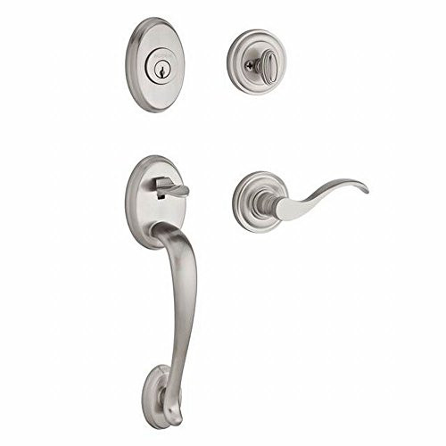 Baldwin SCCOLXCURLTRR150 Hardware Reserve Columbus Single Cylinder Handleset with Curve Left-Handed Lever and Traditional Round Rose in Satin Nickel