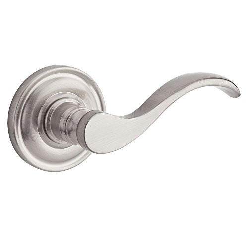 Baldwin PSCURRTRR150 Hardware Reserve Curve Passage Lever with Traditional Round Rose in Satin Nickel Finish