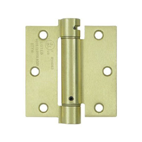 Deltana DSH35U4 3.5 in. x 3.5 in. Single Action Steel Spring Hinge (Set of 10) (Brushed Brass)