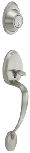 SCHLAGE JH58BAR619 Dexter by  Barcelona Exterior Handleset with Deadbolt, Satin Nickel