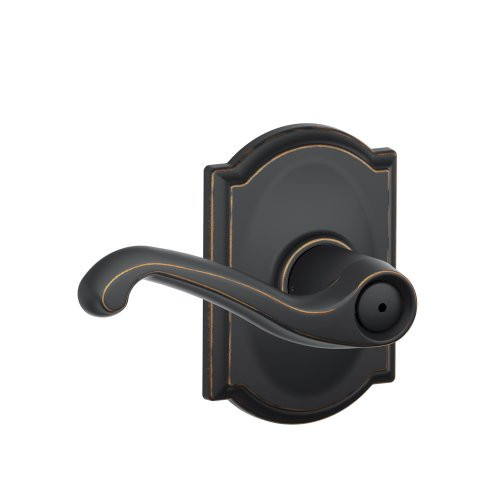 SCHLAGE F40FLA716CAM F40 FLA 716 CAM Camelot Collection Flair Privacy Lever, Aged Bronze
