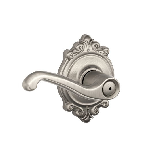 SCHLAGE F40FLA619BRK F40 FLA 619 BRK Brookshire Collection Flair Privacy Lever, Satin Nickel