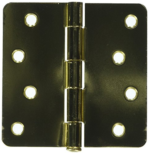 Deltana S44R43 S44R4 4" x 4" Plain Bearing 1/4" Radius Corners Mortise Hinge - Pair, Polished Brass
