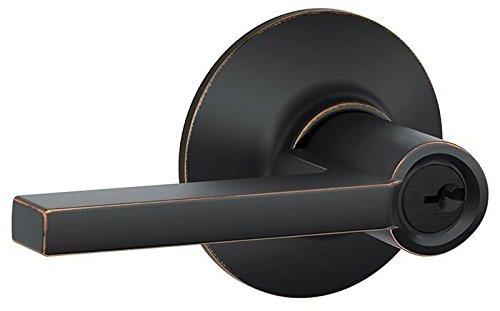 SCHLAGE F80LAT716 F80-LAT Latitude Storeroom Door Lever Set from the F-Series, Aged Bronze