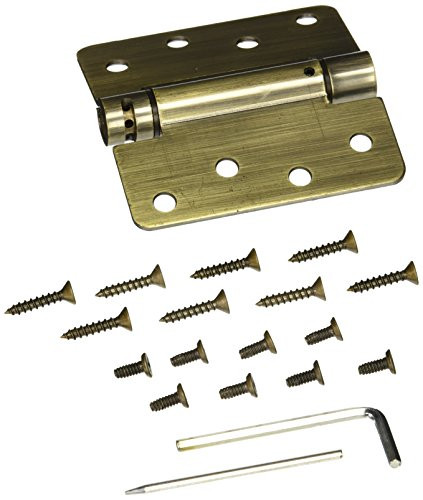 Deltana DSH4R45 4 in. x 4 in. x 0.25 in. Radius Single Action Steel Spring Hinge (Set of 10) (Antique Brass)