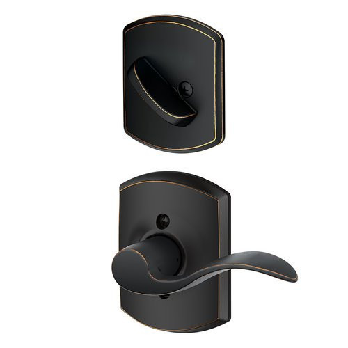 SCHLAGE F59ACC716GRWLH Lock Company Accent Left Handed Lever Single Cylinder Interior Pack wi, Aged Bronze