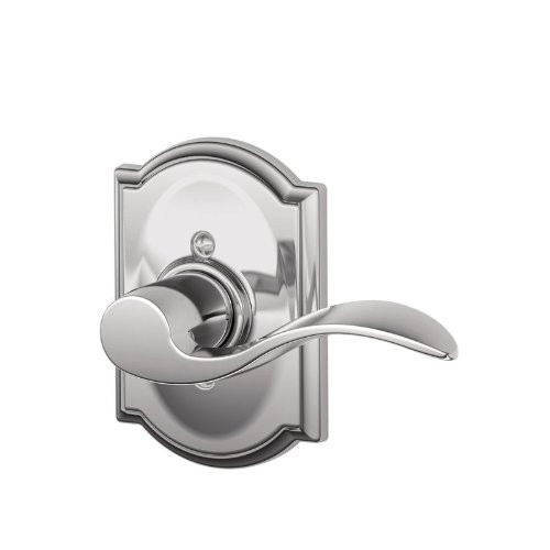 SCHLAGE F170ACC625CAMRH Lock Company Polished Chrome Single Dummy Accent Door Lever with the Decorative Camelot Rose for Right Handed Doors.
