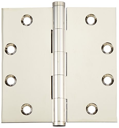 Deltana DSB4514  4.5 x 4.5 in. Square Hinges, Bright Nickel - Solid Brass - Pack of 2