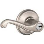 SCHLAGE F80FLA619LH Flair Levers - FLA - Storeroom - Satin Nickel - Left Handing - Keyed Differently