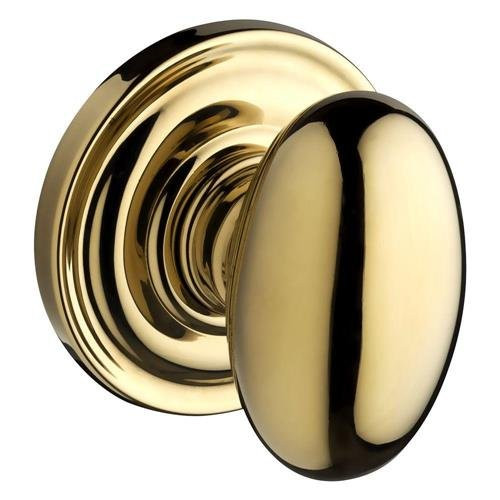 Baldwin PVELLTRR003 Hardware Reserve Ellipse Privacy Knob with Traditional Round Rose in Lifetime Polished Brass Finish