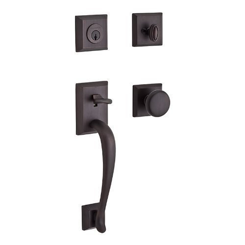 Baldwin SCNAPXCURLTSR112  Reserve Single Cylinder Handleset Napa x Curve with Traditional Square Rose in Aged Bronze Finish Left hand