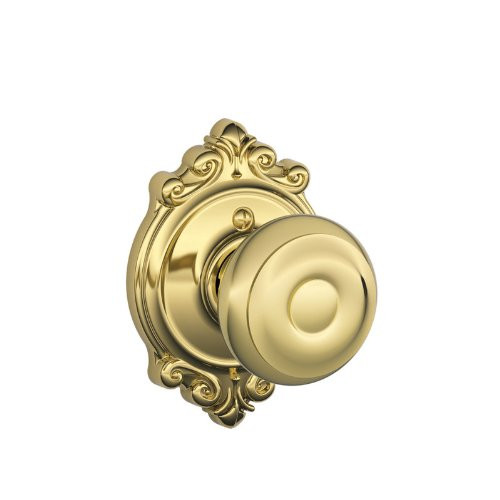 SCHLAGE F170GEO605BRK F170 GEO 605 BRK Brookshire Collection Georgian Decorative Trim Knob, Bright Brass.