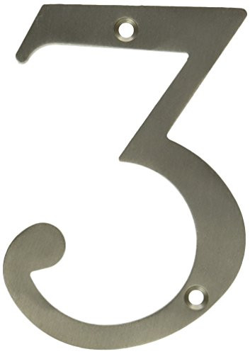 Deltana RN4-3U15  Solid Brass 4-Inch House Number 3 Board