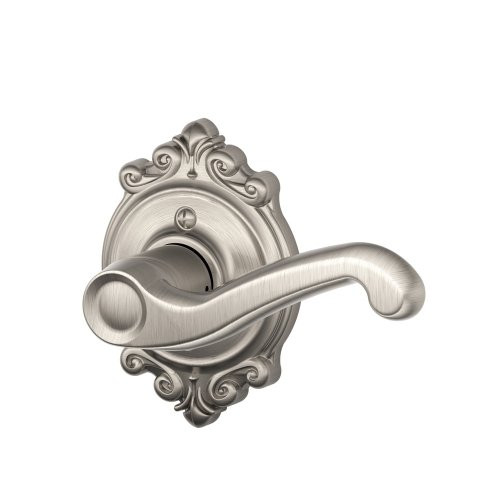 SCHLAGE F170FLA619BRKRH F170 FLA 619 BRK RH Brookshire Collection Right Hand Flair Decorative Trim Lever, Satin Nickel