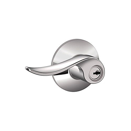 SCHLAGE F51ASAC625 F51A-SAC Sacramento Single Cylinder Keyed Entry Door Lever Set, Bright Chrome.