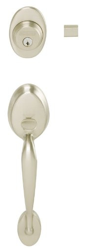 SCHLAGE F62PLY619FLALH F62-PLY-FLA-LH Left Handed Plymouth Double Cylinder Handleset with Flair, Satin Nickel