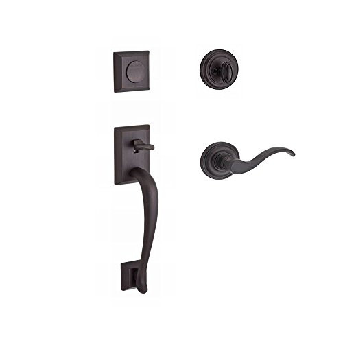 Baldwin FDNAPXCURLTRR112  Reserve Full Dummy Handleset Napa x Curve with Traditional Round Rose in Aged Bronze Finish Left hand
