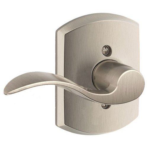 SCHLAGE F170ACC619GRWLH Lock Company Accent Left Handed Single Dummy Door Lever with Decorati, Satin Nickel