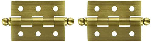 Deltana CH2015U3 CH2015 2" x 1-1/2" Solid Brass Cabinet Hinge with Ball Tip Finials, Polished Brass