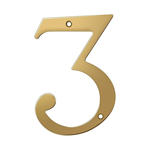 Deltana RN6-3  Solid Brass 6-Inch House Number 3 Board