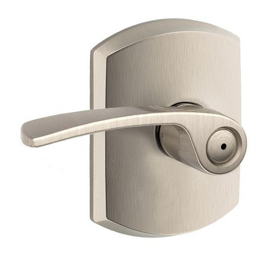 SCHLAGE F40MER619GRW Lock Company Merano Privacy Door Lever Set with Decorative Greenwich Rose, Satin Nickel