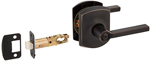 SCHLAGE F40LAT716GRW Lock Company Latitude Privacy Door Lever Set with Decorative Greenwich Ro, Aged Bronze
