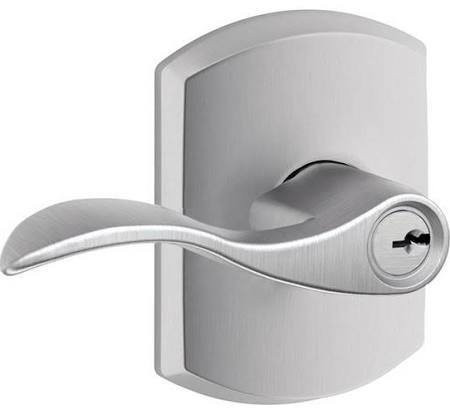 SCHLAGE F51AACC626GRW Lock Company Greenwich Deco Rose Entry Door Lock Satin Chrome