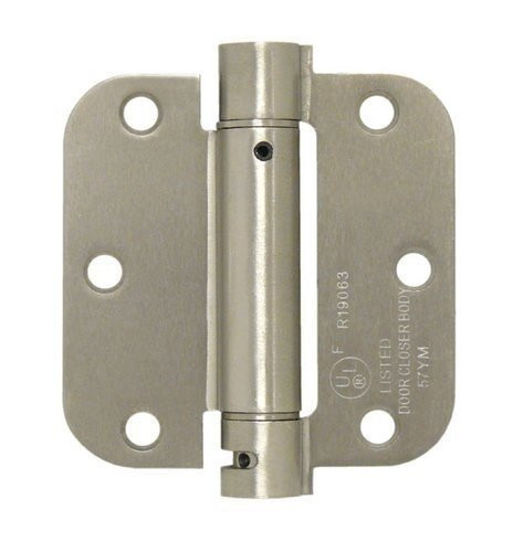 Deltana DSH35R515  Single Action 3-1/2 Inch x 3-1/2 Inch Steel Spring Hinge with 5/8 Inch Radius Corners Satin Nickel