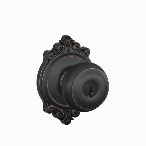SCHLAGE F51AGEO716BRK Lock Company F51A GEORGIAN 716 BRK Brookshire Deco Rose Entry Door Lock Aged Bronze