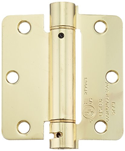Deltana DSH35R43 3.5 in. x 3.5 in. x 0.25 in Radius Single Action Spring Hinge (Set of 10) (Polished Brass)