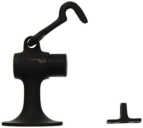 IVES FS44610B FS446 3 3/4" Height Cast Brass Floor Door Stop with Manual Hold-Open Hook, Oil Rubbed Bronze