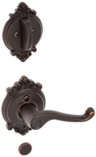SCHLAGE F94FLA716BRKRH Schalge Aged Bronze Interior Pack Flair Lever Right Handed Dummy Interior Pack with Deadbolt Cover Plate and Decorative Brookshire Rose by Schalge Lock Company