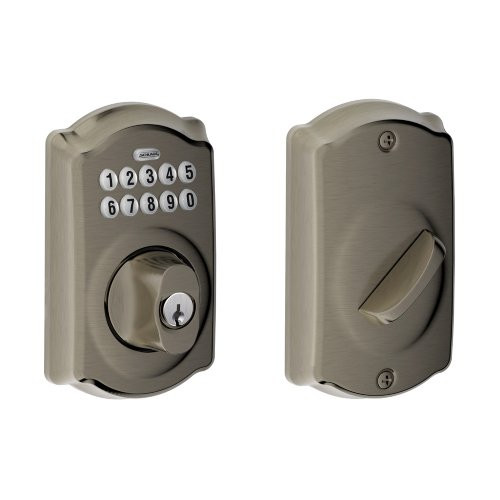 SCHLAGE BE365CAM620 BE365 CAM 620 Camelot Keypad Deadbolt, Antique Pewter