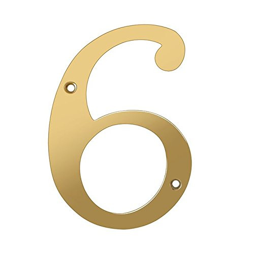 Deltana RN6-6  Solid Brass 6-Inch House Number 6 Board