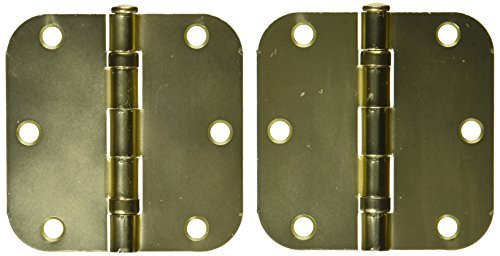 Deltana S35R5BB4  Residential Ball Bearing 3-1/2 Inch x 3-1/2 Inch Steel Hinge with 5/8 Inch Radius Corners Brushed Brass