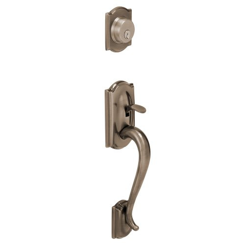 SCHLAGE F58CAM620 F58 CAM 620 Camelot Exterior Handleset with Deadbolt, Antique Pewter (Exterior Half Only)