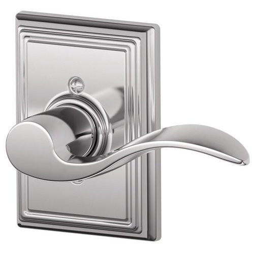 SCHLAGE F170ACC625ADDRH  Polished Chrome Single Dummy Accent Door Lever with the Decorative Addison Rose for Right Handed Doors.
