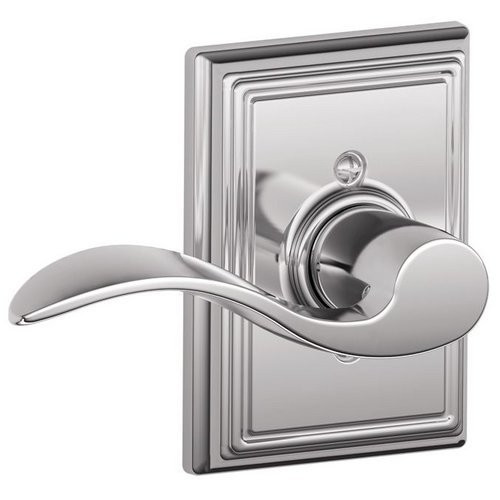 SCHLAGE F170ACC625ADDLH F170-ACC-ADD-LH Accent Left Handed Single Dummy Door Lever with Decorati, Polished Chrome.