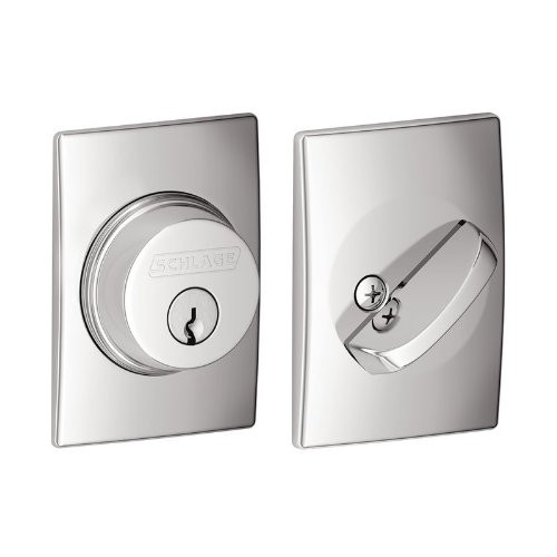 SCHLAGE B60CEN625 Lock Company Single Cylinder Grade 1 Deadbolt with Decorative Century Rose, Polished Chrome