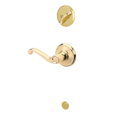 SCHLAGE F59FLA605RH F59 FLA 605 RH Flair Interior Right-Handed Lever with Deadbolt, Bright Brass (Interior Half Only)