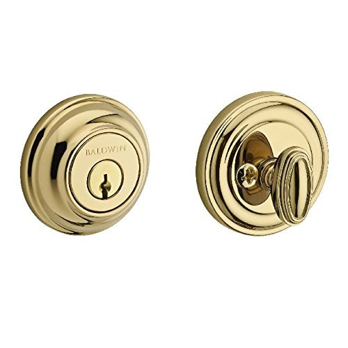 Baldwin SCTRD003S Reserve Single Cylinder Traditional Round Deadbolt with Smartkey Lifetime Brass Finish