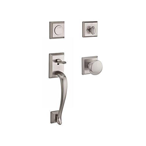 Baldwin FDNAPXROUTSR150  Reserve Full Dummy Handleset Napa x Round with Traditional Square Rose in Satin Nickel Finish